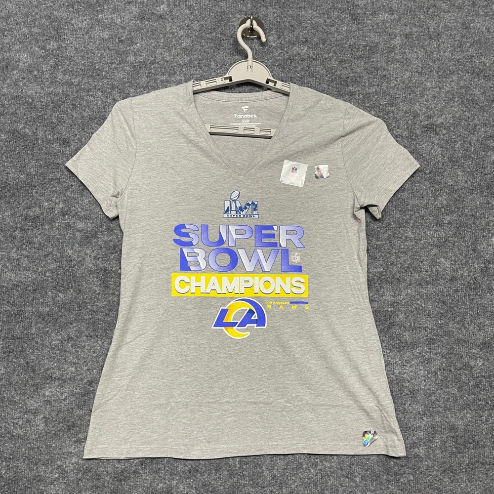 Los Angeles Rams Super Bowl LVI Champions T-Shirt Womens Medium V-Neck Fanatics
